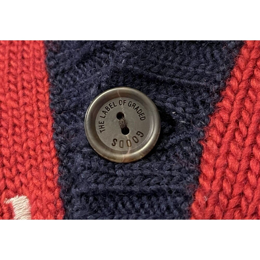LOGG GG Logo Wool Mock Neck Fisherman Sweater Boys 11/12 Blue Red Coastal Preppy - Picture 4 of 6